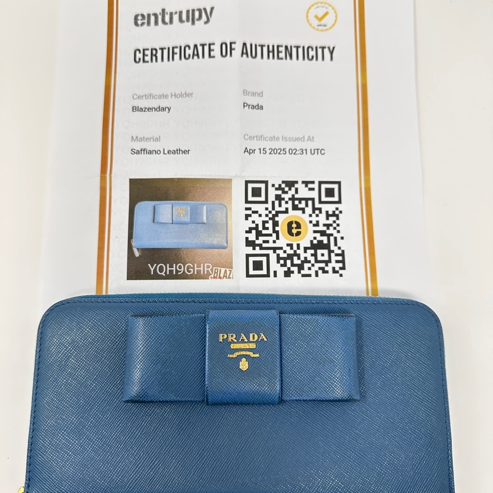 Prada Blue Saffiano Leather Wallet